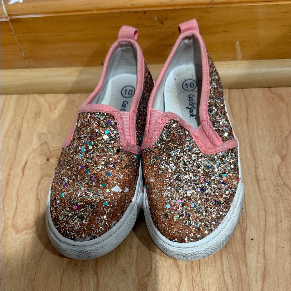 Cat & Jack Glittery Kids Sneakers with Pink Trim